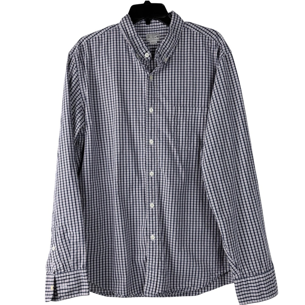 Men's 100% Cotton Button Down Shirt Plaid Size XL Tailored Long‎ Sleeve J Crew